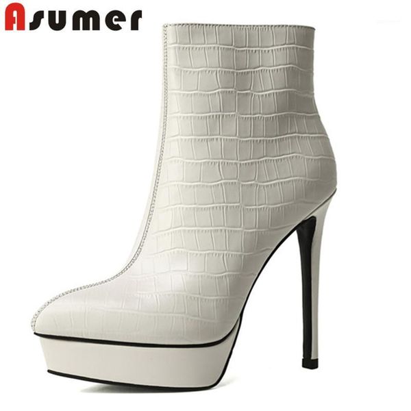 asumer 2020 autumn winter high heel platform shoes women ankle boots pointed toe genuine leather shoes ladies1, Black
asumer 2020 autumn winter high heel platform shoes women ankle boots pointed toe genuine leather shoes ladies1, Black