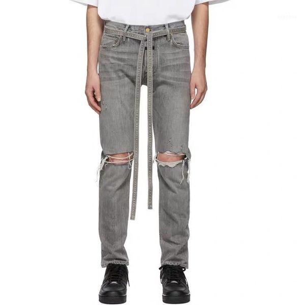 west distressed slim belted jeans grey fog jeans with ribbon men ankle zips knee holes biker streetwear pants1, Blue
west distressed slim belted jeans grey fog jeans with ribbon men ankle zips knee holes biker streetwear pants1, Blue