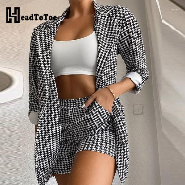 grid three quarter sleeve coats suit sets workwear houndstooth print elegant blazer & pocket shorts set1, Gray
grid three quarter sleeve coats suit sets workwear houndstooth print elegant blazer & pocket shorts set1, Gray
