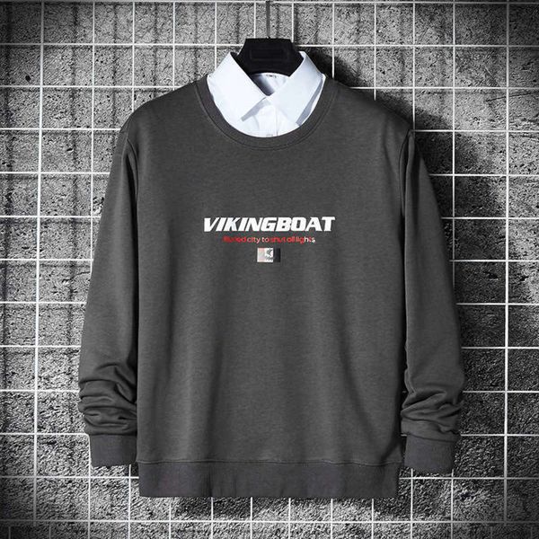 neck loose round autumn pullover men's sports sweater terry casual simple solid color long sleeve coat fashion, Gray
neck loose round autumn pullover men's sports sweater terry casual simple solid color long sleeve coat fashion, Gray