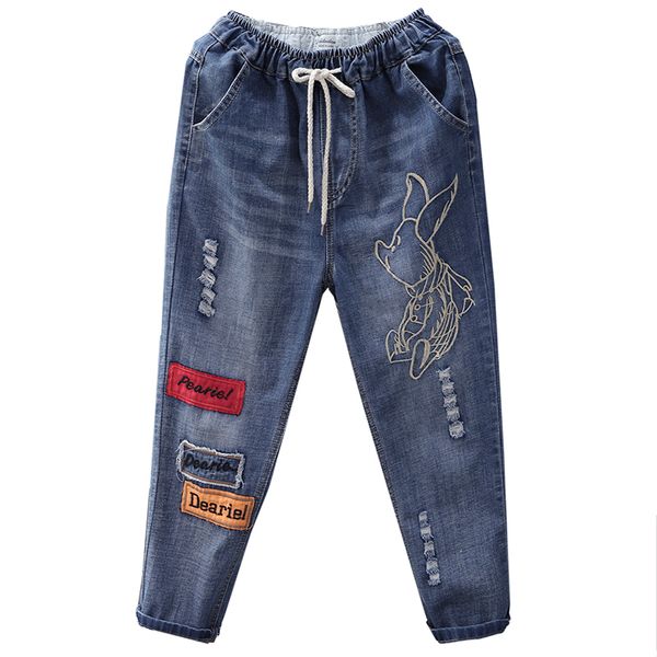 2021 new summer women denim elastic high waist embroidery hole vintage blue cropped jeans student pants 73 rpsm, Black;white
2021 new summer women denim elastic high waist embroidery hole vintage blue cropped jeans student pants 73 rpsm, Black;white