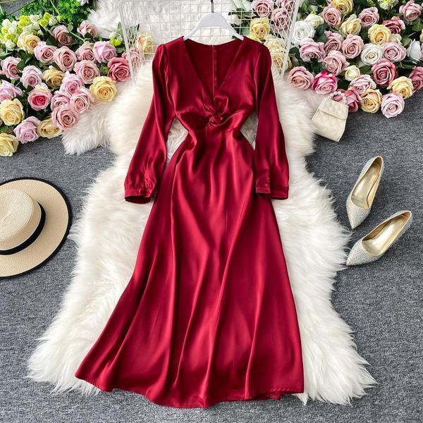 vintage yellow/red/black party dress women elegant criss-cross high waist long sleeve v-neck midi vestidos female spring autumn1, Black;gray
vintage yellow/red/black party dress women elegant criss-cross high waist long sleeve v-neck midi vestidos female spring autumn1, Black;gray
