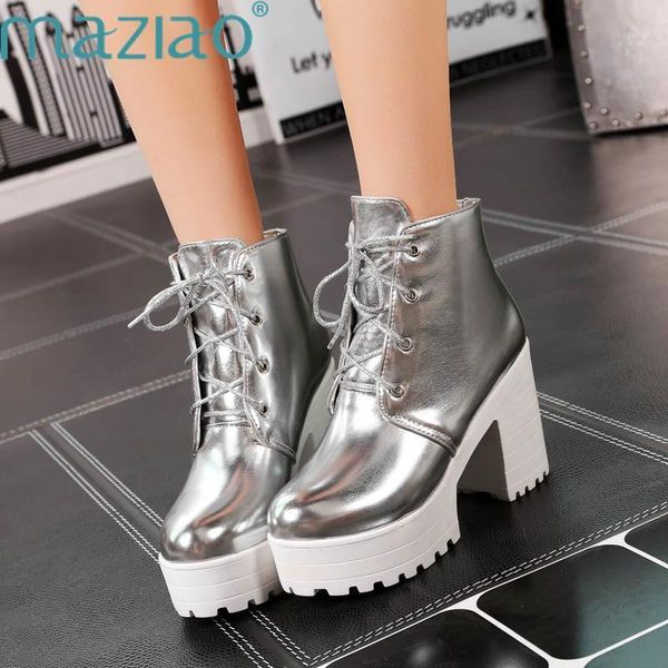 boots gold silver women fashion high heels patent leather ankle platform shoes woman creepers size 33-43 maziao1, Black
boots gold silver women fashion high heels patent leather ankle platform shoes woman creepers size 33-43 maziao1, Black