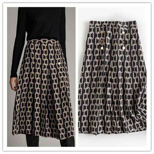 spring summer retro england style office lady elegant iron chain printing black midi skirt women faldas mujer long bhn0288
spring summer retro england style office lady elegant iron chain printing black midi skirt women faldas mujer long bhn0288