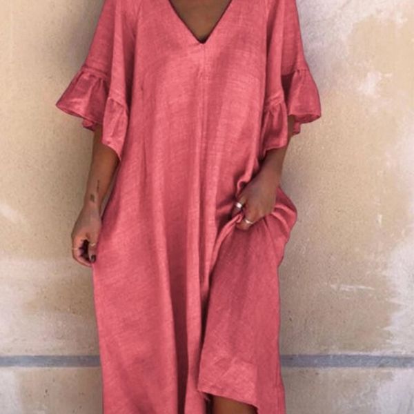 20 years spring and summer new solid color v-neck oversize dress lotus sleeve solid v-neck half sleeve casual dress 9nen7, Black;gray
20 years spring and summer new solid color v-neck oversize dress lotus sleeve solid v-neck half sleeve casual dress 9nen7, Black;gray