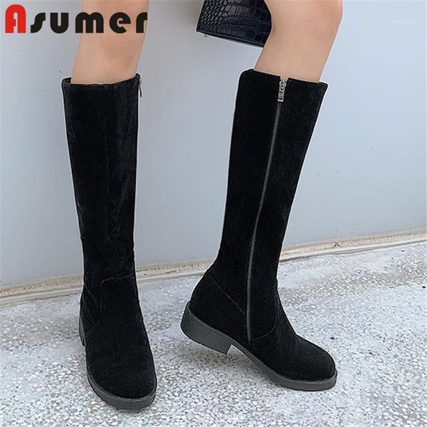 boots asumer 2021 est knee high women solid colors flock round toe zip autumn winter low heel casual shoes woman boots1, Black
boots asumer 2021 est knee high women solid colors flock round toe zip autumn winter low heel casual shoes woman boots1, Black