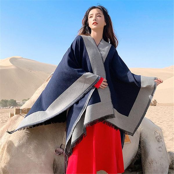 scarves women poncho thickening lengthening female capes cloaks air conditioning heat preservation shawl travel pography, Blue;gray
scarves women poncho thickening lengthening female capes cloaks air conditioning heat preservation shawl travel pography, Blue;gray
