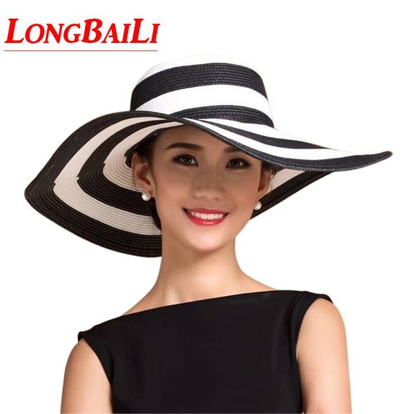wide brim hats summer large sunbonnet beach straw caps women black and white striped paper braid hat sdds005, Blue;gray
wide brim hats summer large sunbonnet beach straw caps women black and white striped paper braid hat sdds005, Blue;gray