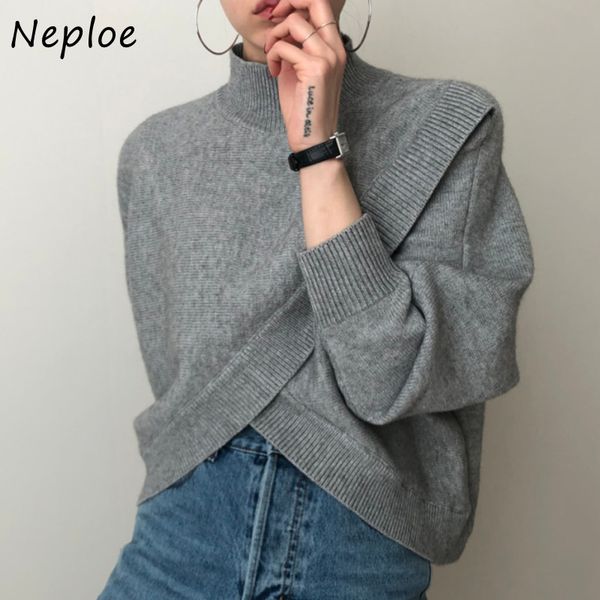 neploe chic irregular criss-cross half-high collar pullovers korean loose solid color long sleeve knitted sweaters women 201130, White;black
neploe chic irregular criss-cross half-high collar pullovers korean loose solid color long sleeve knitted sweaters women 201130, White;black