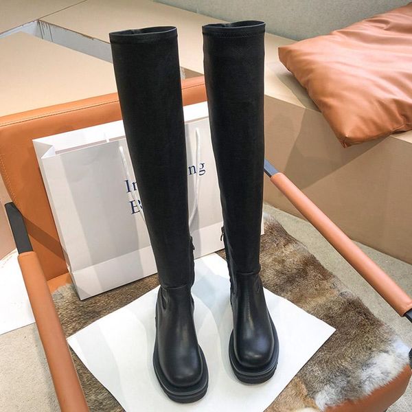 boots deat 2021 spring and summer fashion casual high trend round head thick bottom sleeve long women sh583, Black 
boots deat 2021 spring and summer fashion casual high trend round head thick bottom sleeve long women sh583, Black