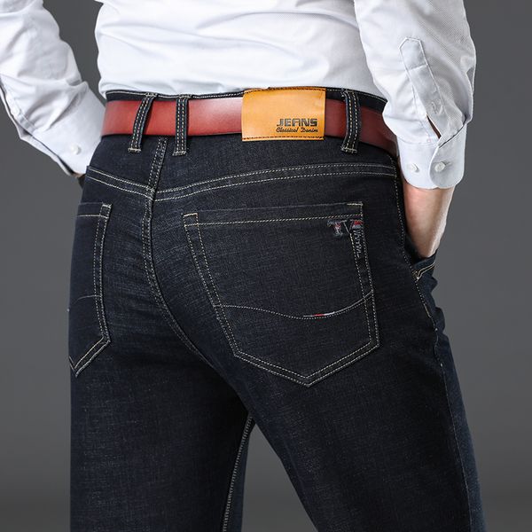 thick denim trousers male blue black brand trousers plus size 38 40 42 classic style men's business stretch jeans fashion q0105, Black;white
thick denim trousers male blue black brand trousers plus size 38 40 42 classic style men's business stretch jeans fashion q0105, Black;white