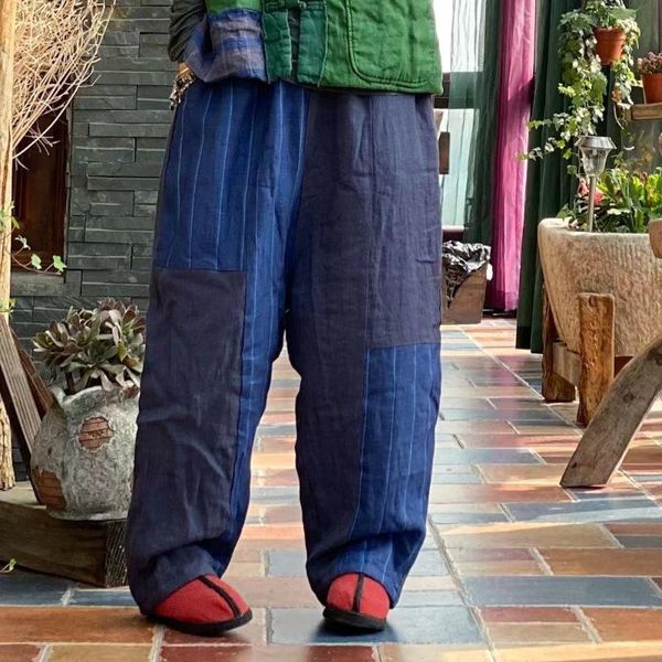 women winter linen padded pants ladies vintage elastic waist flax loose pants female striped spliced trousers, Black;white
women winter linen padded pants ladies vintage elastic waist flax loose pants female striped spliced trousers, Black;white