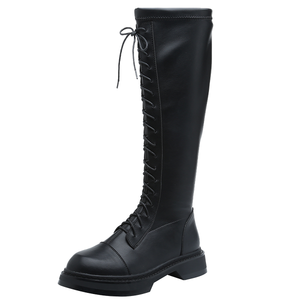boots women autumn winter warm knee high lace up low heel faux leather boot for, Black
boots women autumn winter warm knee high lace up low heel faux leather boot for, Black