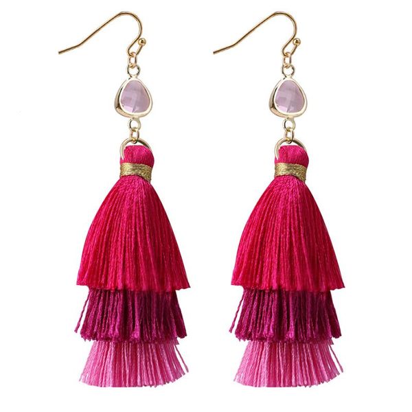 12 colors tiered long tassel earrings 3 layered gradient ombre fringe earring handmade jewerly for summer party women girls gift, Silver 
12 colors tiered long tassel earrings 3 layered gradient ombre fringe earring handmade jewerly for summer party women girls gift, Silver