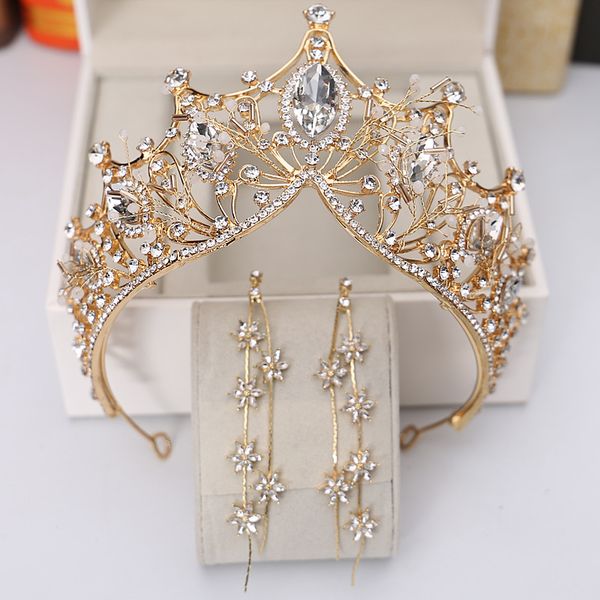 bridal 2019 new atmosphere dress golden baroque headdress wedding three piece crown set, Silver
bridal 2019 new atmosphere dress golden baroque headdress wedding three piece crown set, Silver