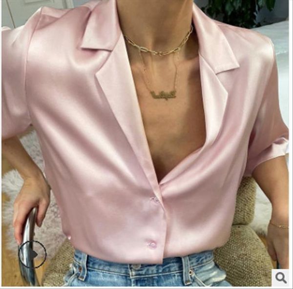 summer women fashion short sleeve satin solid color suit shirt, collar neck street daily wear elegant silk shirts blouse, White
summer women fashion short sleeve satin solid color suit shirt, collar neck street daily wear elegant silk shirts blouse, White