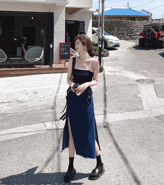 2021 new french summer split-style denim female medium-length tall skirt high waist-high waist-thin buttock shape 4lf1, Black
2021 new french summer split-style denim female medium-length tall skirt high waist-high waist-thin buttock shape 4lf1, Black