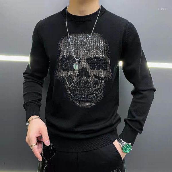 brand design diamond skull winter men's round neck sweater knitted long-sleeved warm and thick comfortable pullover new1, White;black
brand design diamond skull winter men's round neck sweater knitted long-sleeved warm and thick comfortable pullover new1, White;black
