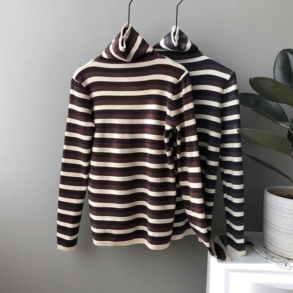 women's sweaters striped turtleneck bottom shirt autumn / winter 2021 korean contrast knitted sweater p998, White;black
women's sweaters striped turtleneck bottom shirt autumn / winter 2021 korean contrast knitted sweater p998, White;black