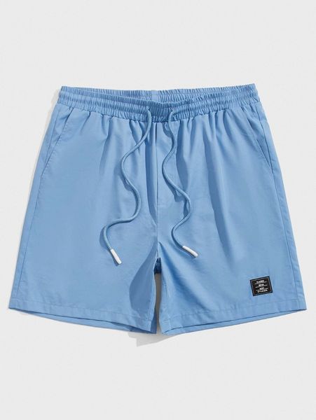 men drawstring waist letter patch shorts l3er#, Black
men drawstring waist letter patch shorts l3er#, Black