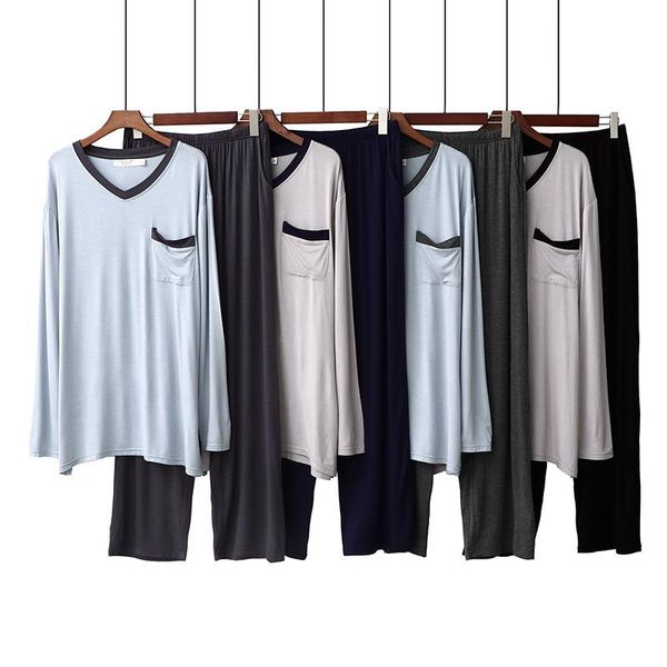 spring and autumn new modal loose pajamas men's stretch long sleeve patchwork color home clothes mens pajamas men sleepwear, Black;brown
spring and autumn new modal loose pajamas men's stretch long sleeve patchwork color home clothes mens pajamas men sleepwear, Black;brown