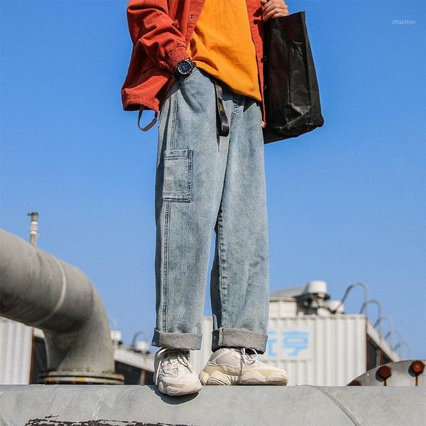 wholesale 2020 summer spring loose wide leg tooling jeans men korean streetwear loose pants hombre hong kong straight long pants1, Blue
wholesale 2020 summer spring loose wide leg tooling jeans men korean streetwear loose pants hombre hong kong straight long pants1, Blue