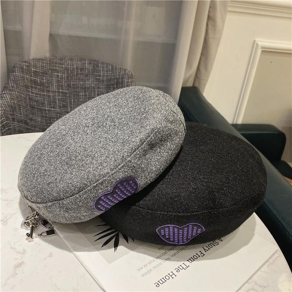 hat female autumn and winter british chain beret korean fashion wool love embroidery warm painter newsboy hat, Blue;gray
hat female autumn and winter british chain beret korean fashion wool love embroidery warm painter newsboy hat, Blue;gray