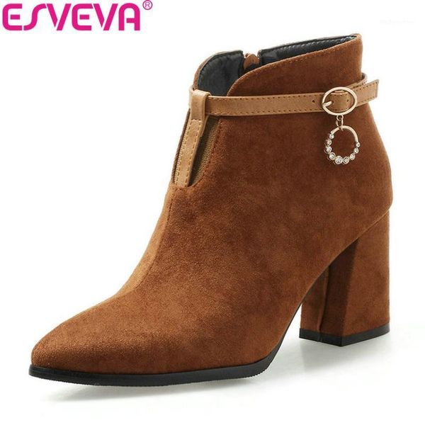 boots esveva 2021 women shoes crystal zipper high heels winter ankle flock square woman fashion size 34-431, Black
boots esveva 2021 women shoes crystal zipper high heels winter ankle flock square woman fashion size 34-431, Black