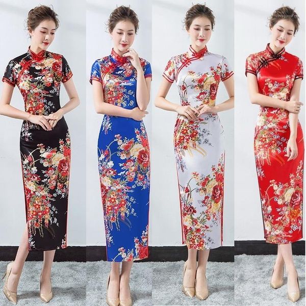 elegant women silky satin qipao new slim short sleeve cheong-sam dress traditional chinese evening party dress vestidos1, Red
elegant women silky satin qipao new slim short sleeve cheong-sam dress traditional chinese evening party dress vestidos1, Red