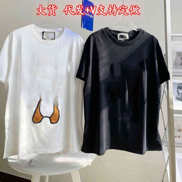 2022 factory wholesale new summer embroidery bear short t-shirt half sleeve round neck casual loose print pattern cotton bottom show thin a1, White 
2022 factory wholesale new summer embroidery bear short t-shirt half sleeve round neck casual loose print pattern cotton bottom show thin a1, White