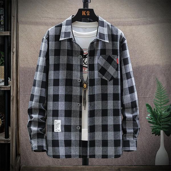 men's casual shirts for men autumn plaid shirt long-sleeved korean style trendy handsome jacket slim fit clothes, White;black
men's casual shirts for men autumn plaid shirt long-sleeved korean style trendy handsome jacket slim fit clothes, White;black