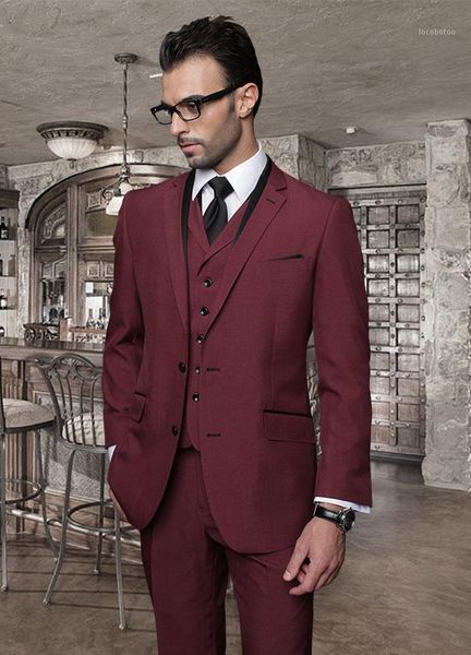 

men's suits & blazers 2021 latest coat pant designs burgundy men's wedding groom man slim fit tailor made tuxedo 3 pieces masculin, White;black