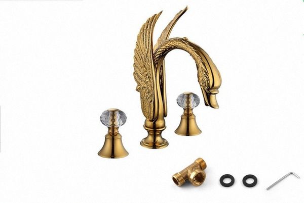 gold clour 3 pieces swan sink faucet widespread lavatory basin mixer tap clear crystal handles deck mounted izdp#
gold clour 3 pieces swan sink faucet widespread lavatory basin mixer tap clear crystal handles deck mounted izdp#