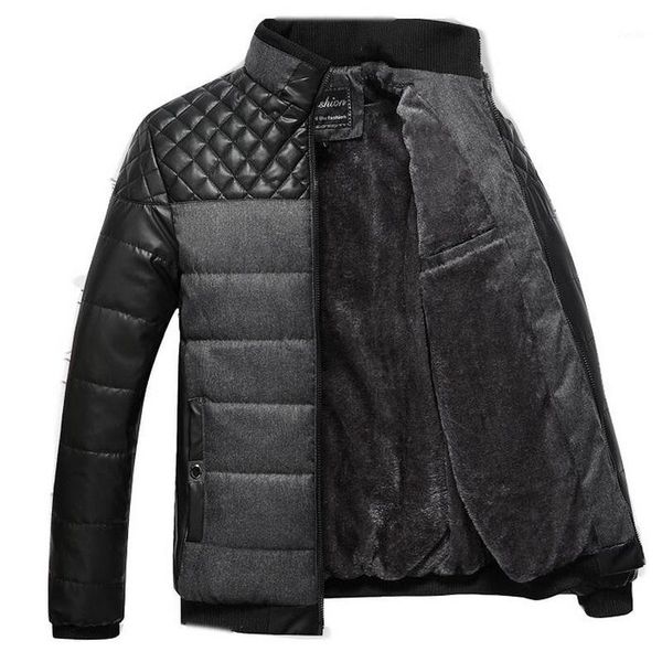 men winter warm faux leather jackets winter spring thick men's jackets and coats pu patchwork designer fashion mens1, Black
men winter warm faux leather jackets winter spring thick men's jackets and coats pu patchwork designer fashion mens1, Black