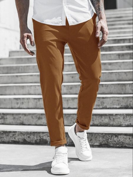 men solid tapered pants c5mi#, Black