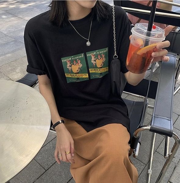 character print digital digital short sleeve t-shirt for women summer round neck loose student fashion versatile t-shirt vsyu5, White
character print digital digital short sleeve t-shirt for women summer round neck loose student fashion versatile t-shirt vsyu5, White