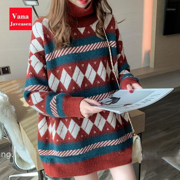 women's sweaters winter turtleneck knitted sweater women jumper geometric pattern loose pullover warm long ladies clothing1, White;black
women's sweaters winter turtleneck knitted sweater women jumper geometric pattern loose pullover warm long ladies clothing1, White;black