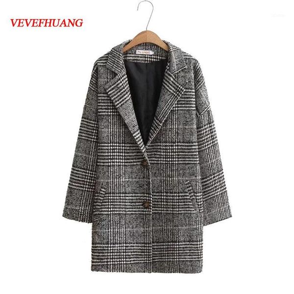 vevefhuang autumn winter long coat high street women turn-down collar long sleeve houndstooth coat female loose woolen overcoat1, Black
vevefhuang autumn winter long coat high street women turn-down collar long sleeve houndstooth coat female loose woolen overcoat1, Black
