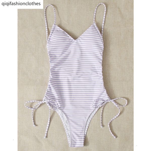 2021 single open back stripe color matching lace up triangle spring one piece swimsuit for women, White;black
2021 single open back stripe color matching lace up triangle spring one piece swimsuit for women, White;black