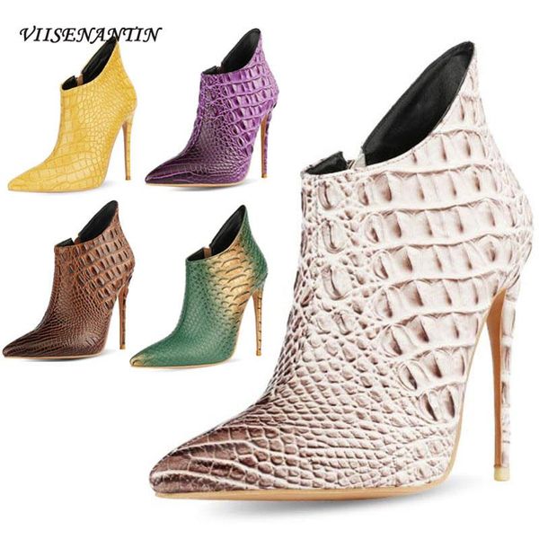 zipper plush winter embossed crocodile pattern pointed toe shoes 12cm super high stiletto catwalk short nude boots women trendy, Black
zipper plush winter embossed crocodile pattern pointed toe shoes 12cm super high stiletto catwalk short nude boots women trendy, Black