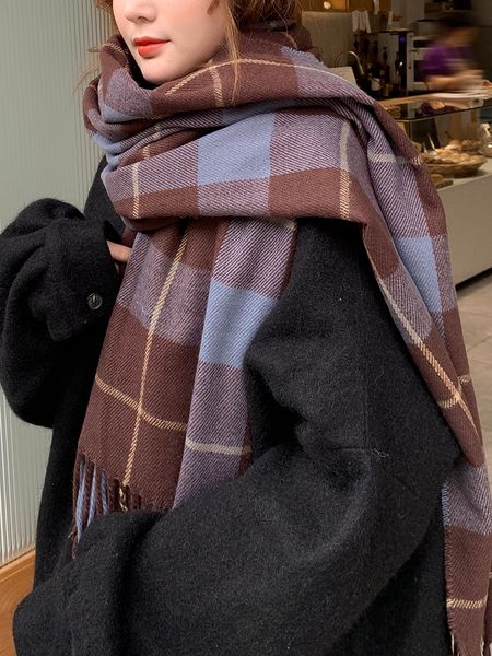 scarf women's winter imitation cashmere versatile plaid thickened korean version warm ins british lovely girl shawl, Blue;gray
scarf women's winter imitation cashmere versatile plaid thickened korean version warm ins british lovely girl shawl, Blue;gray