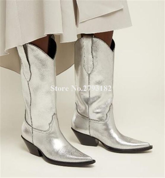 boots est western pointed toe silver leather chunky heel knee high slip-on thick long motorcycle, Black
boots est western pointed toe silver leather chunky heel knee high slip-on thick long motorcycle, Black
