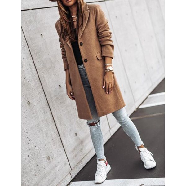 women's wool & blends 2021 winter lady female overcoat solid color woman long sleeve woolen coat for women costume ladies coats streetw, Black
women's wool & blends 2021 winter lady female overcoat solid color woman long sleeve woolen coat for women costume ladies coats streetw, Black