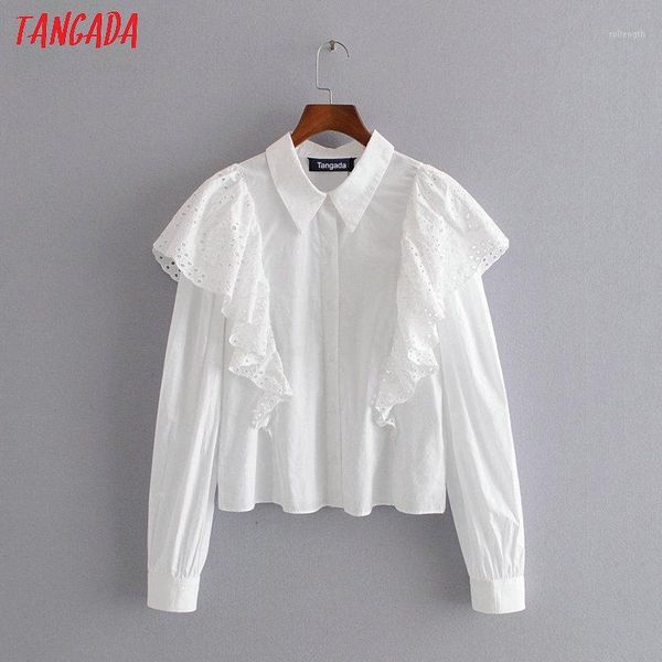 tangada women embroidery ruffle cotton white shirts long sleeve solid elegant office ladies work wear blouses 3h2911
tangada women embroidery ruffle cotton white shirts long sleeve solid elegant office ladies work wear blouses 3h2911