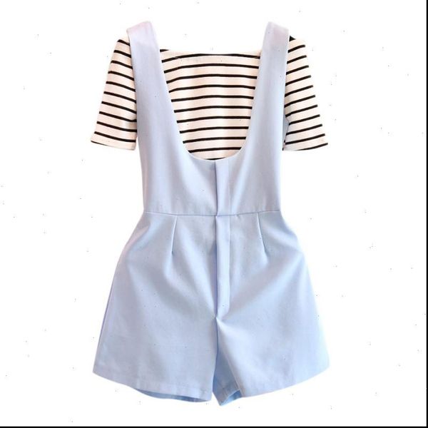 women two pieces clothing set striped slash neck rompers short fashion girls set, Gray
women two pieces clothing set striped slash neck rompers short fashion girls set, Gray