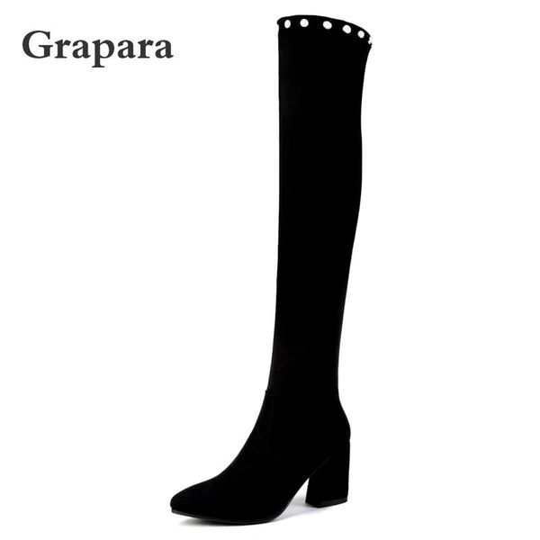 winter boots women shoes woman flock high heel over knee long boots pearl rivet plus size solid black thigh high grapara
winter boots women shoes woman flock high heel over knee long boots pearl rivet plus size solid black thigh high grapara