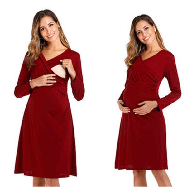 maternity dress nursing nightgown for breastfeeding solid color long sleeve v-neck dress clothes for pregnant women homewear g220309, White
maternity dress nursing nightgown for breastfeeding solid color long sleeve v-neck dress clothes for pregnant women homewear g220309, White