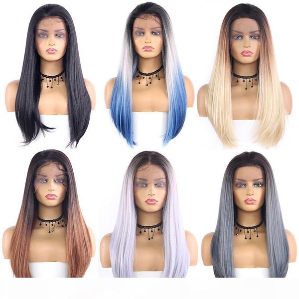 13x4 synthetic lace front wigs ombre brown long straight hair wigs heat resistant gluless lace front wigs for black women x-tress
13x4 synthetic lace front wigs ombre brown long straight hair wigs heat resistant gluless lace front wigs for black women x-tress
