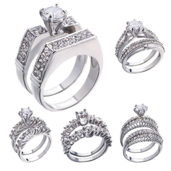cluster rings 2pc sparkling cubic zirconia couple ring fashion statement luxury wedding engagement banquet jewelry gift accessories, Golden;silver
cluster rings 2pc sparkling cubic zirconia couple ring fashion statement luxury wedding engagement banquet jewelry gift accessories, Golden;silver