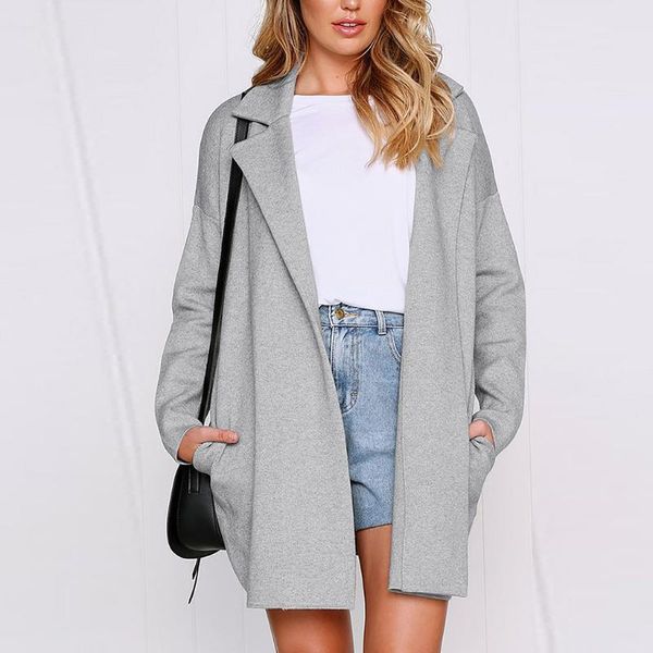 women autumn winter woollen coat open front long sleeve coat jacket parka outwear cardigan, Black
women autumn winter woollen coat open front long sleeve coat jacket parka outwear cardigan, Black